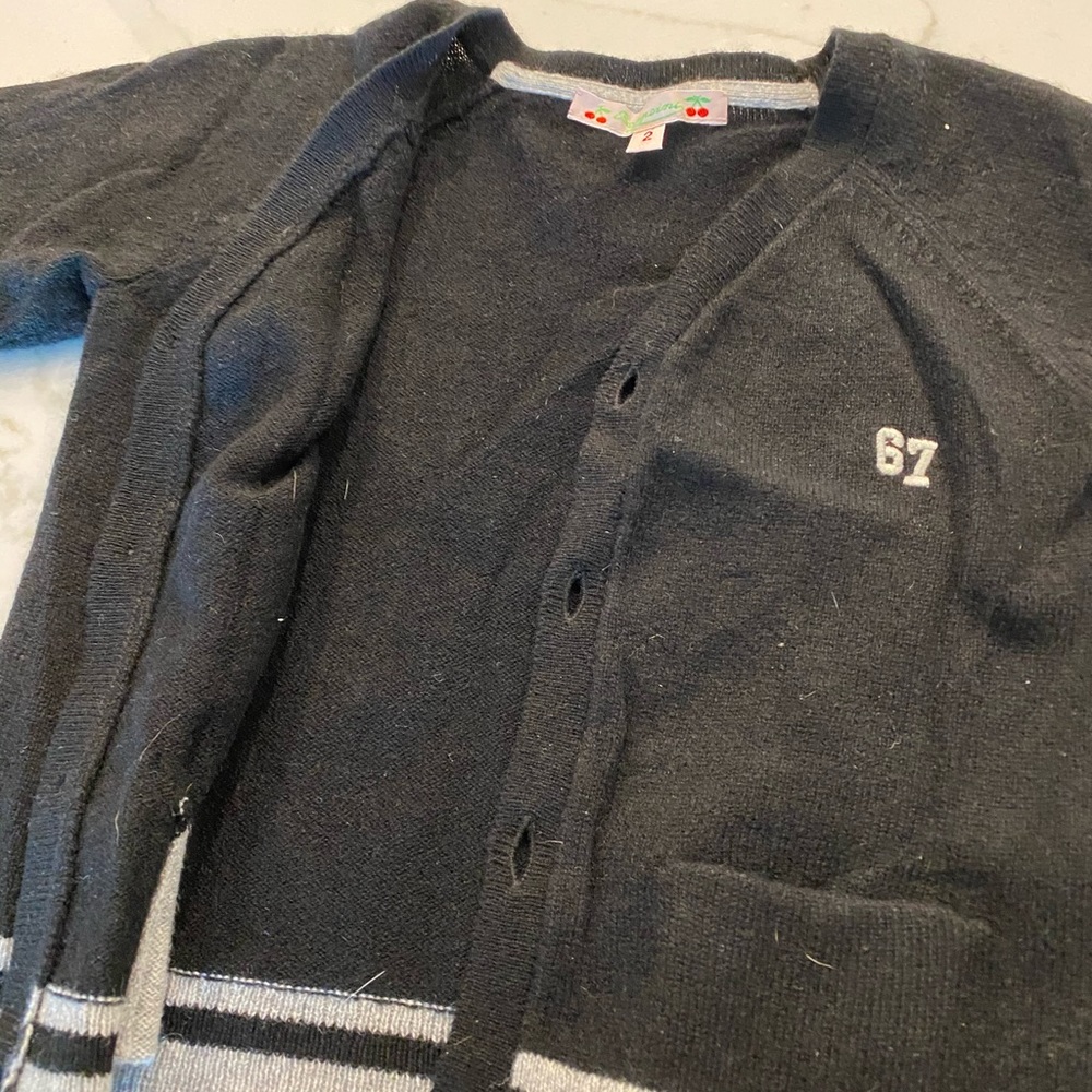 Bonpoint black and grey cashmere cardigan